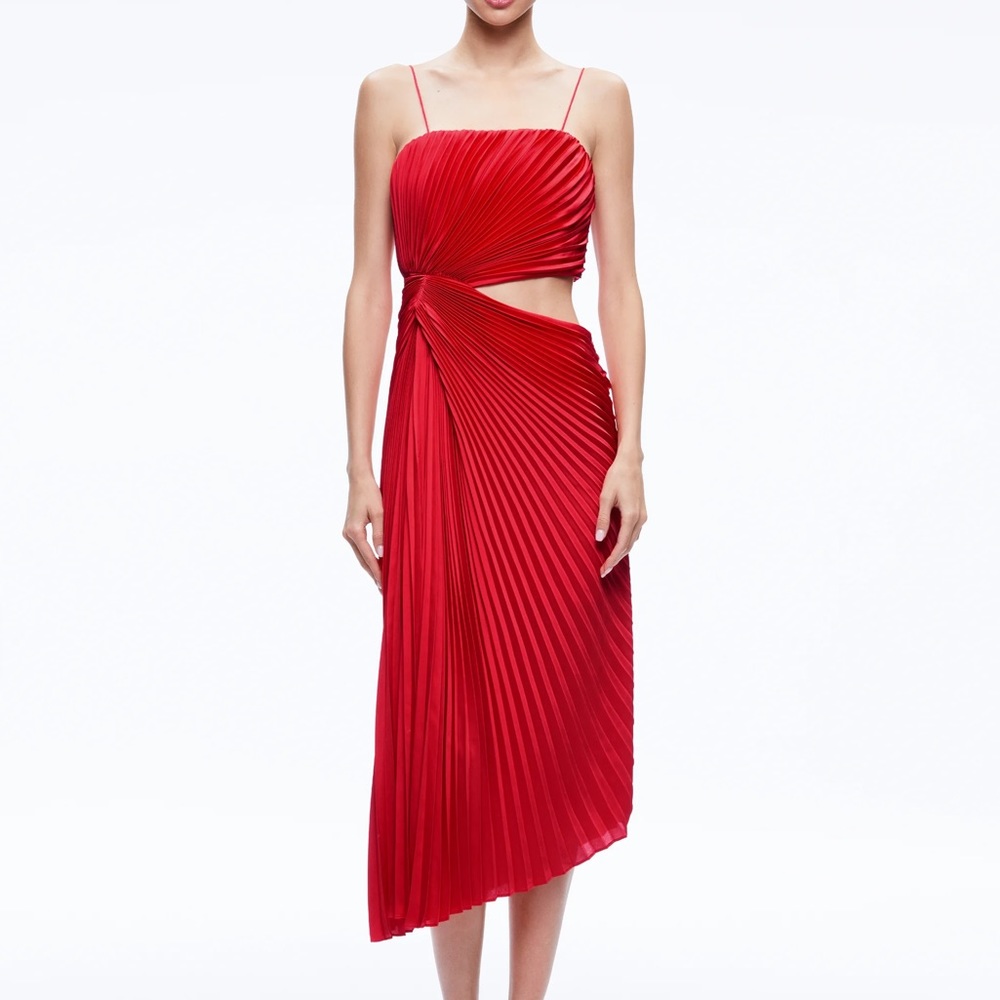 FAYETH CUT OUT ASYMMETRICAL HEM MIDI DRESS